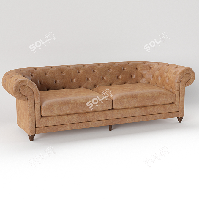 Luxury Leather Sofa 3D model image 1