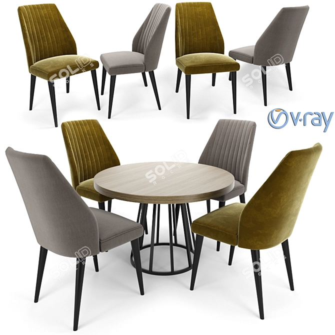 Elegant Vaz Dining Set 3D model image 1