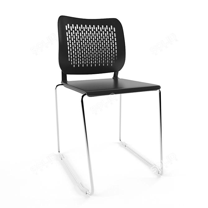 ErgoFlex Black Plastic Office Chair 3D model image 1