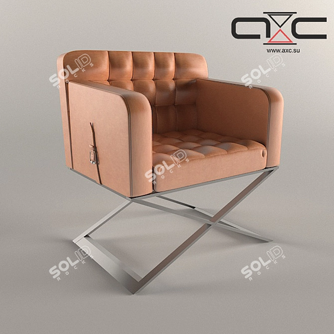 Modern Leather and Metal Chair 3D model image 1