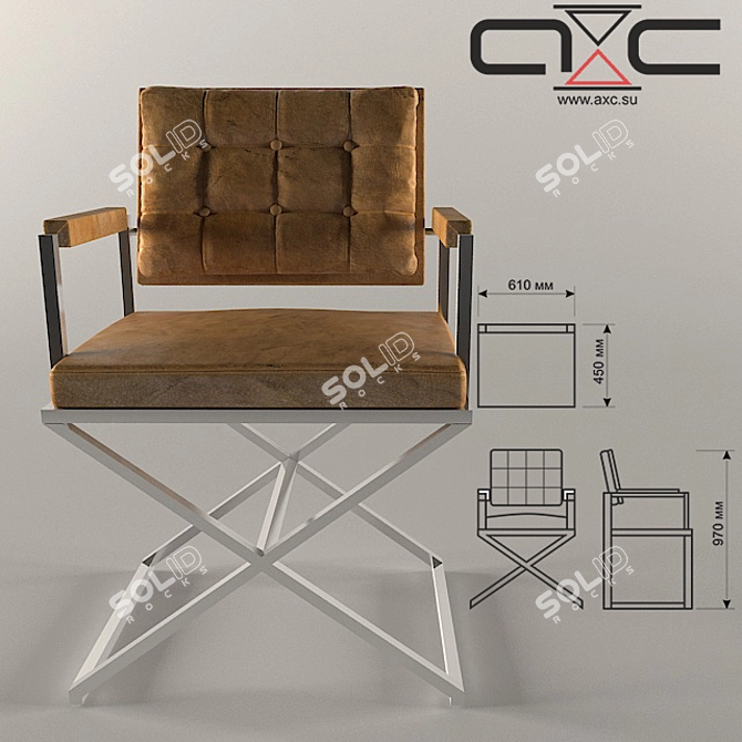 Modern Leather and Metal Executive Chair 3D model image 2