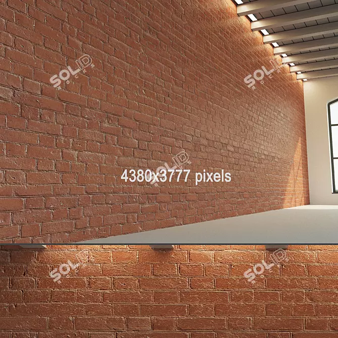 Aged Brick Wall (Dyed) 3D model image 1