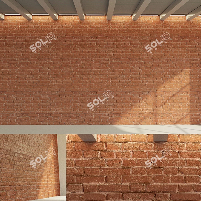 Aged Brick Wall (Dyed) 3D model image 2