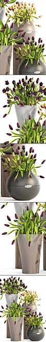 Tulip Collection in Lechuza Pots 3D model image 2
