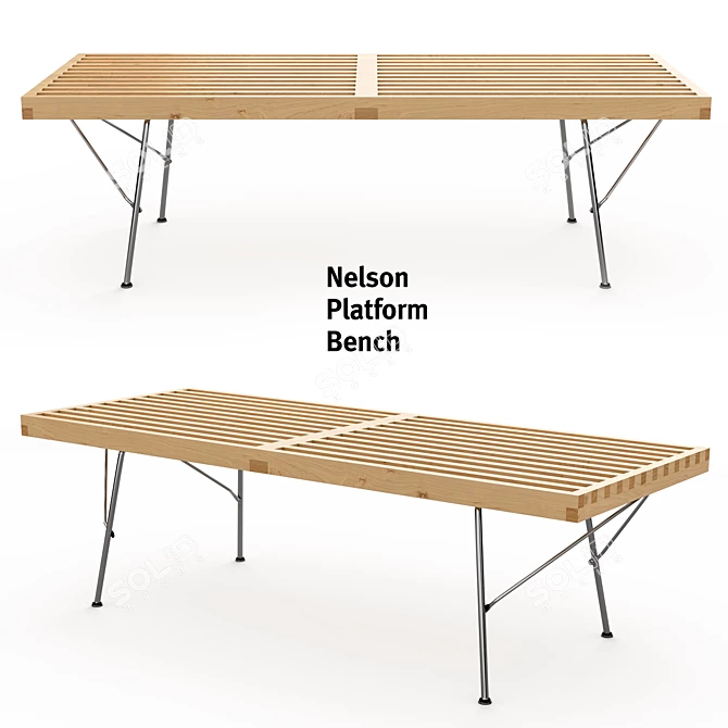 Nelson Metal Base Bench: Sleek and Stylish 3D model image 1