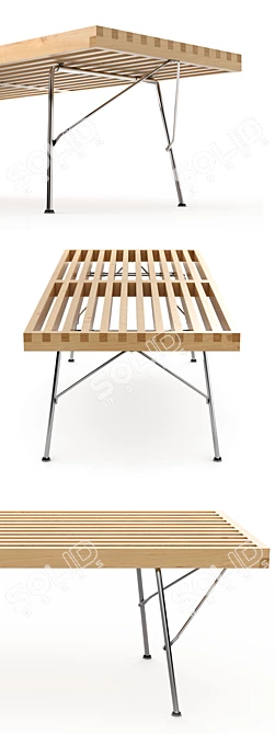 Nelson Metal Base Bench: Sleek and Stylish 3D model image 2