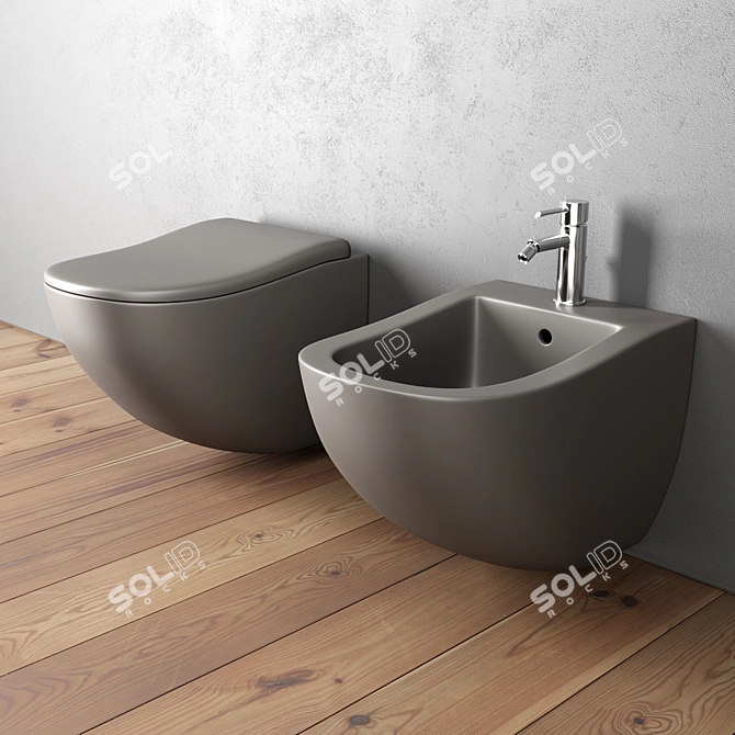 Cielo Fluid Ceramic Bidet 3D model image 1