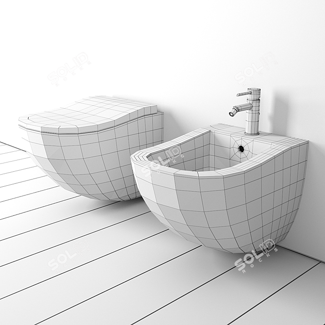 Cielo Fluid Ceramic Bidet 3D model image 2