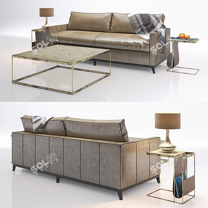Vintage Modern Danish Sofa 3D model image 1