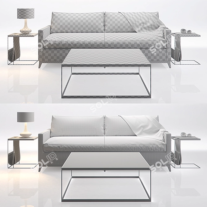 Vintage Modern Danish Sofa 3D model image 3