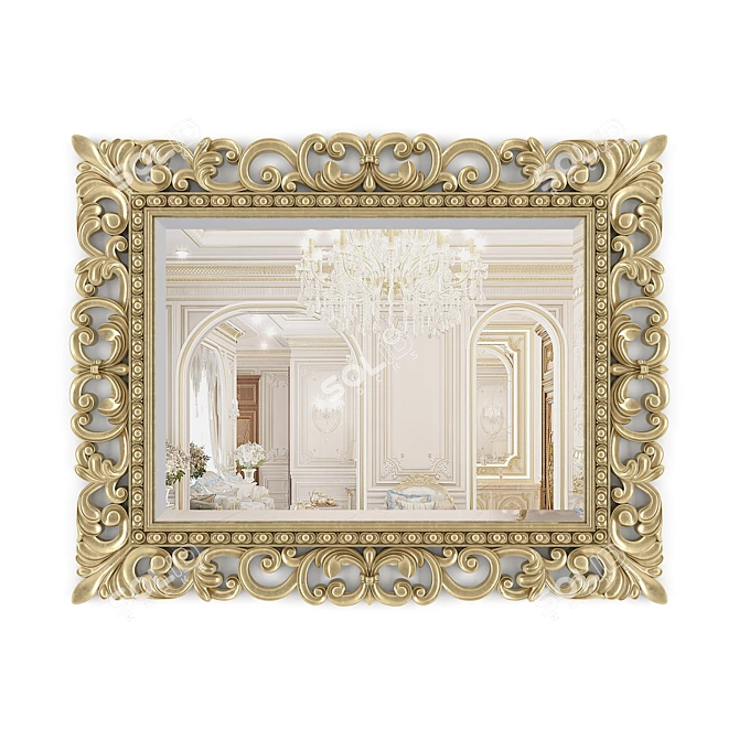 Bianca Ferrari Mirror: Antique Italian Wooden Reflection 3D model image 1