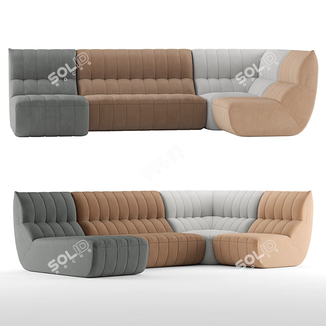 Fidji Corner Sofa: Stylish Comfort for Your Home 3D model image 1