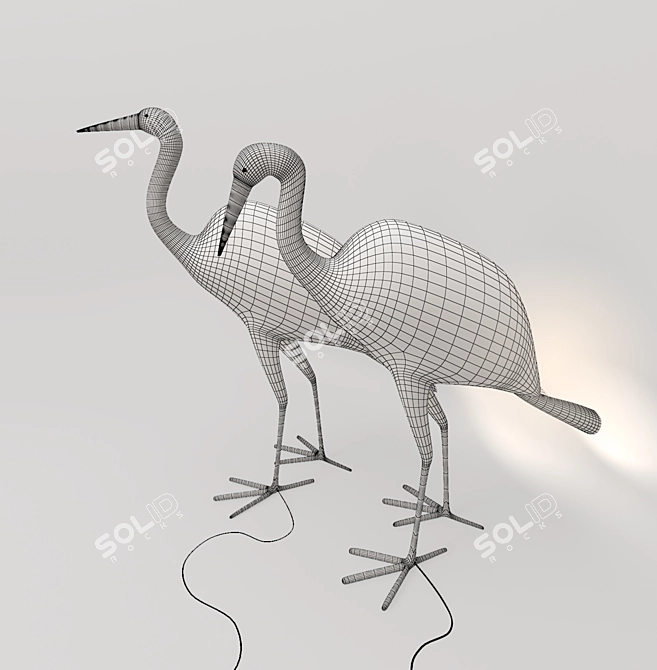 Elegant Crane Earrings 3D model image 2