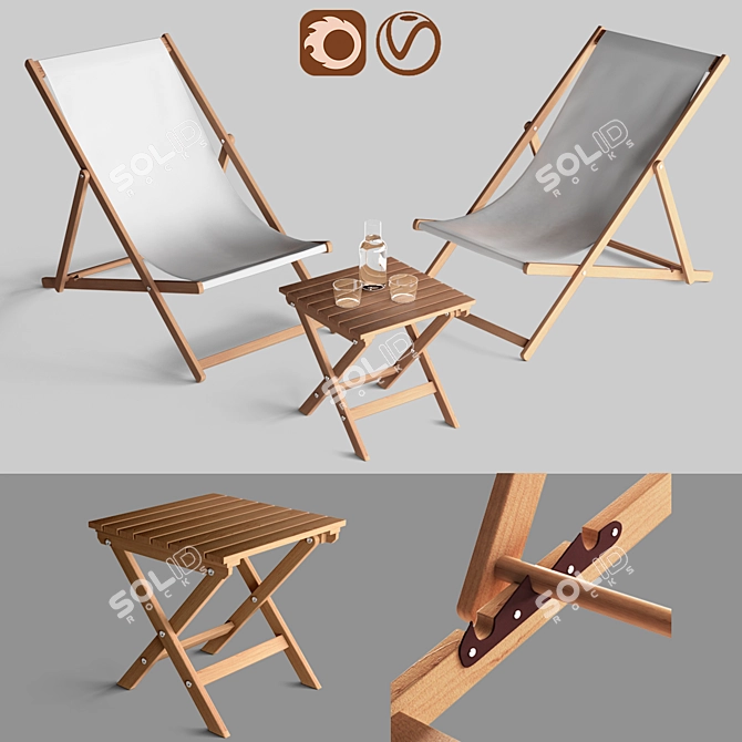 Outdoor Lounge Set with Low Table 3D model image 1