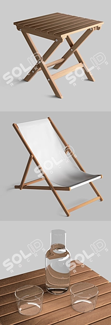 Outdoor Lounge Set with Low Table 3D model image 2