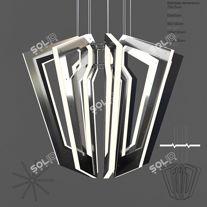 Salla Black Nickel and Gold Pendant 3D model image 1