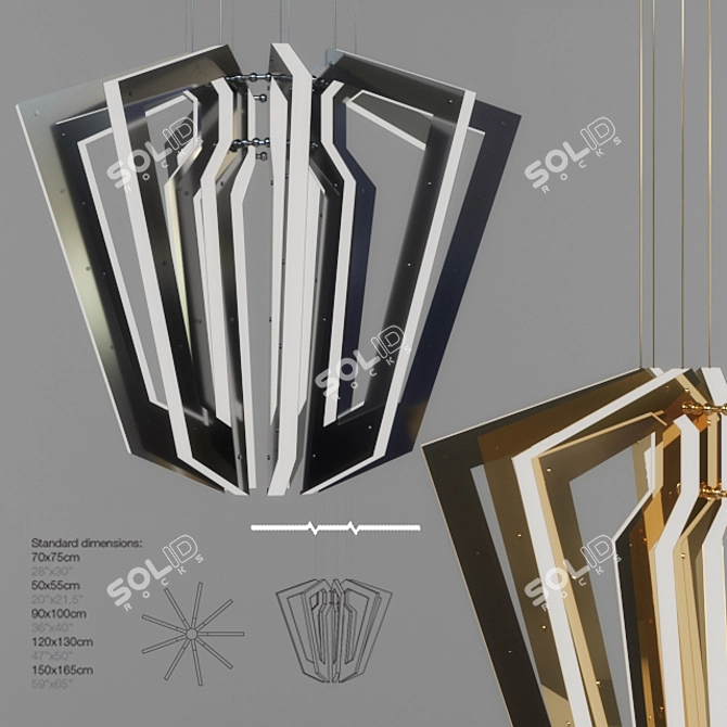 Salla Black Nickel and Gold Pendant 3D model image 2