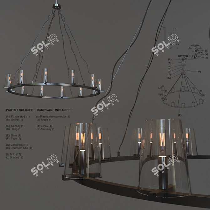 Elegant Pauillac Round Chandelier 3D model image 1