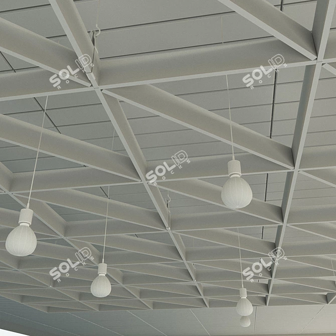 Title: Wooden Suspended Ceiling: Rustic Elegance 3D model image 3