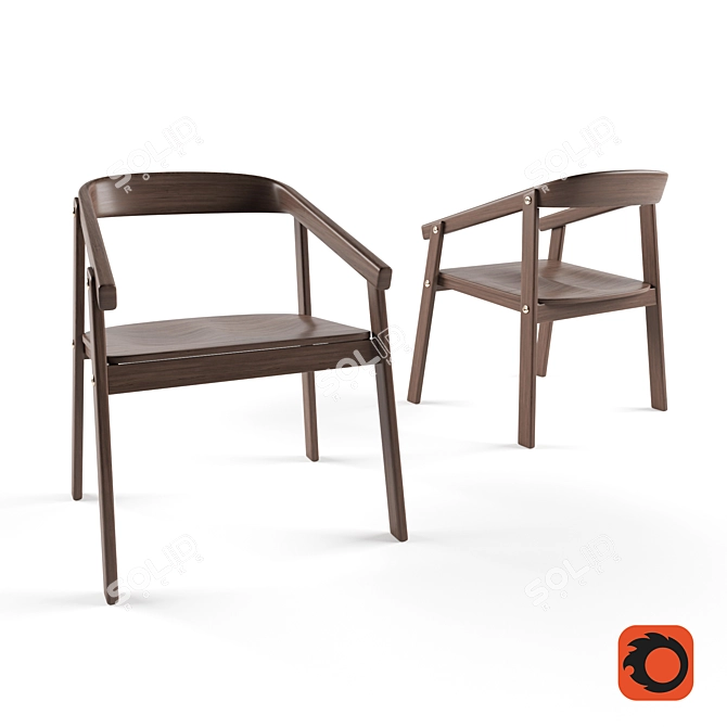 Elegant Wooden Chair 3D model image 1