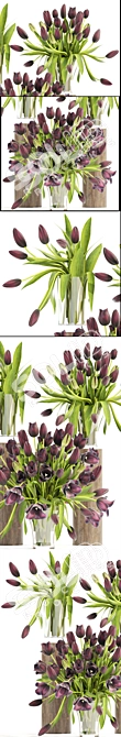 Spring Tulip Bouquet Collection 3D model image 2