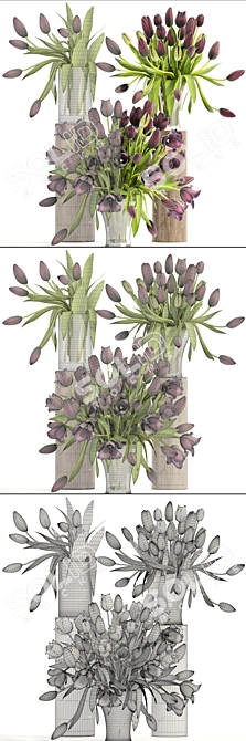 Spring Tulip Bouquet Collection 3D model image 3