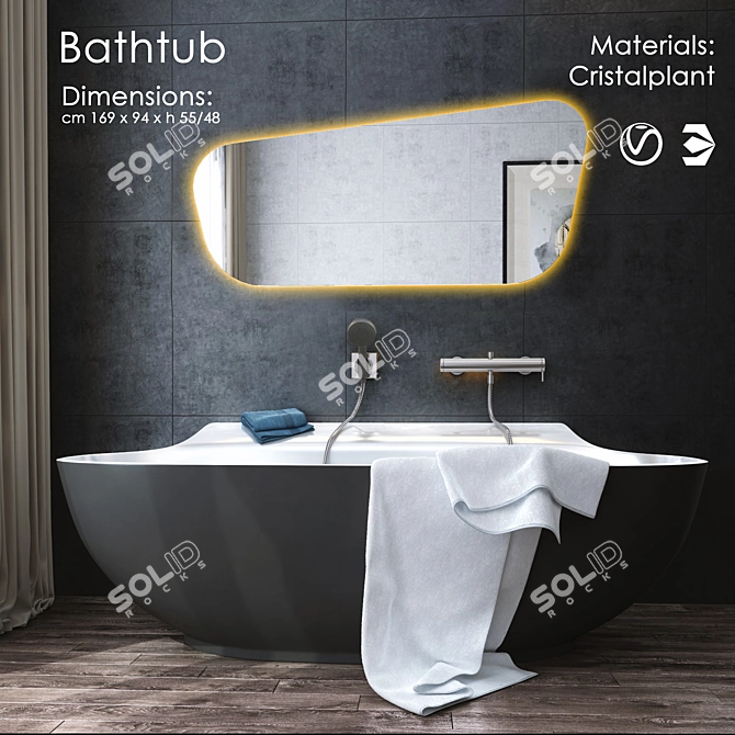 Luxury Spa Bathtub - cm 169 x 94 3D model image 1