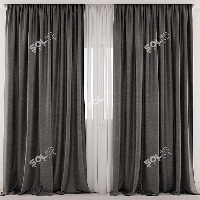 Elegant Curtains 3D Model 3D model image 1