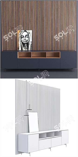 Modern Wood Sideboard: Piure Nex 3D model image 3