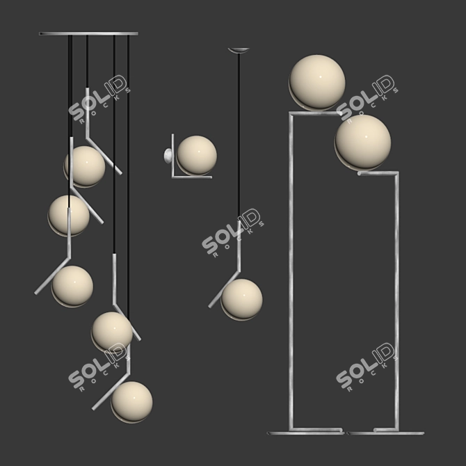 Flos IC Lights: Minimalist Industrial Brass Pendant 3D model image 3