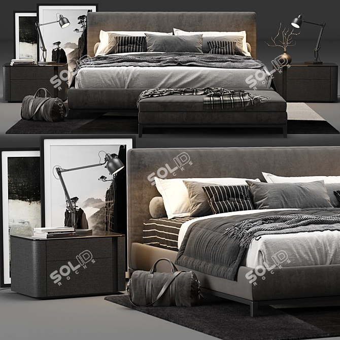 Luxury Minotti Andersen Bed Quilt 3D model image 1