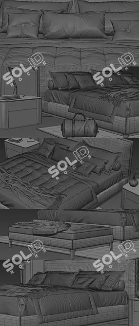 Luxury Minotti Andersen Bed Quilt 3D model image 3