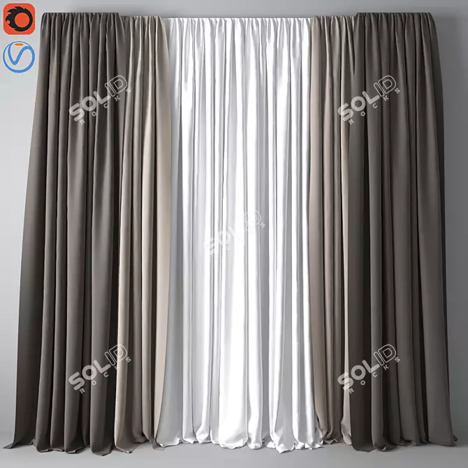 Elegant Window Curtains 3D model image 1