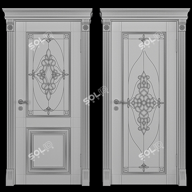 Stained-Glass Door: Elegant Glass Design 3D model image 2