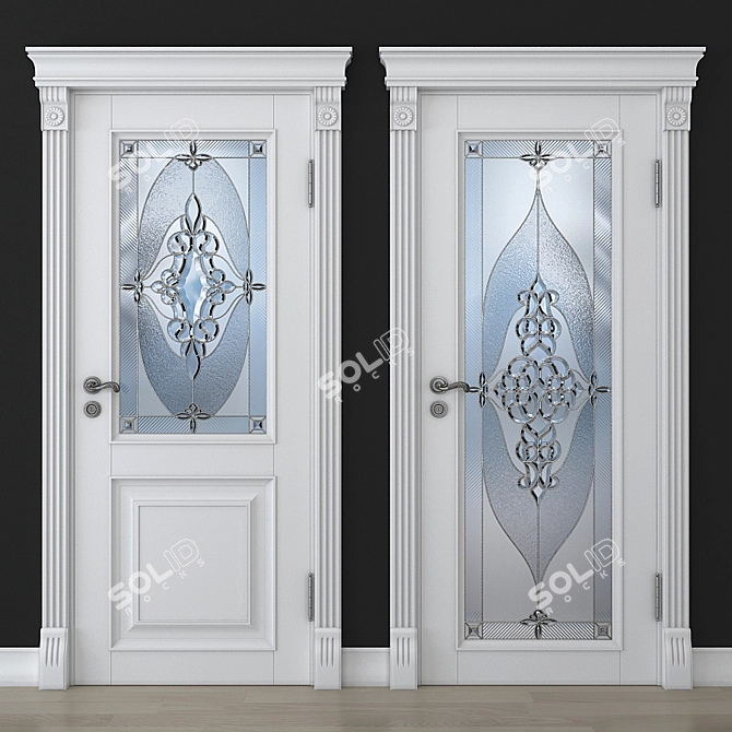 Stained-Glass Door: Elegant and Timeless 3D model image 1
