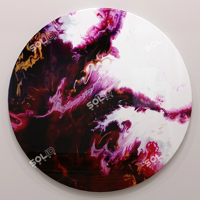Round Fluid Art Epoxy Resin Coffee Table Top 3D model image 1