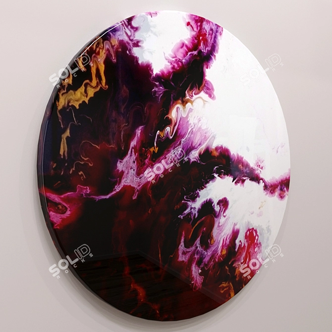 Round Fluid Art Epoxy Resin Coffee Table Top 3D model image 2