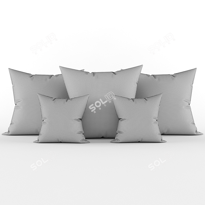 Elegant Embroidered Decorative Pillows 3D model image 2