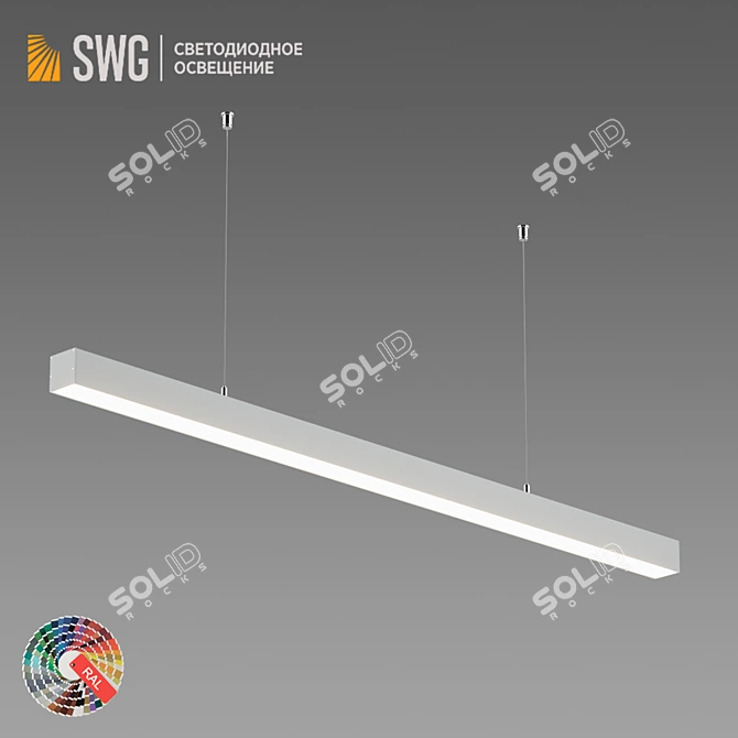 Sleek Aluminum LED Profile 3D model image 1