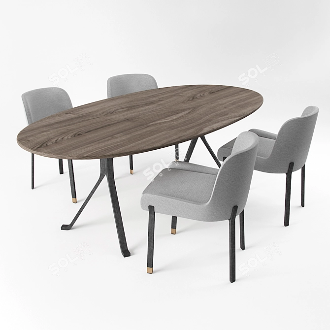 Modern Dining Set: Stellar Works Blink Chair & Oval Table 3D model image 1