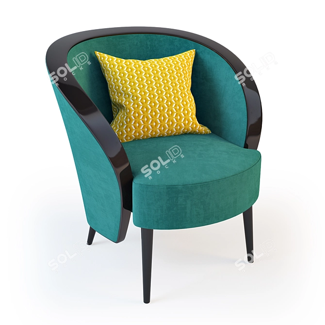 Elegant Emerald Armchair 3D model image 1