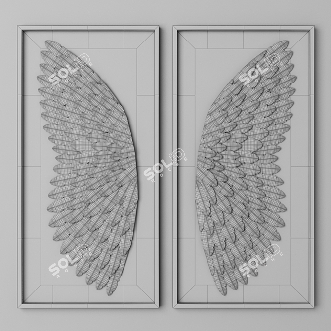 Hand-Folded Pink Angel Wing Art 3D model image 2