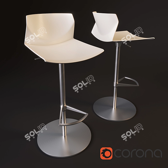 Sleek Modern Hightower Barstool 3D model image 1