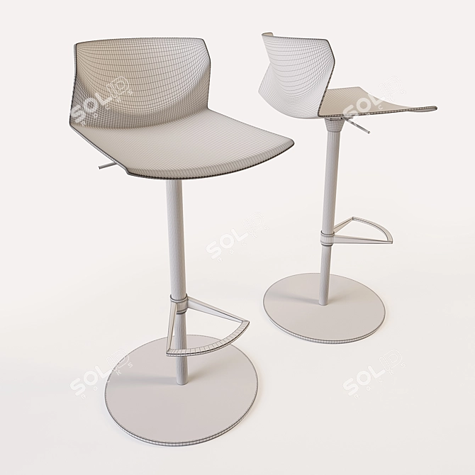 Sleek Modern Hightower Barstool 3D model image 2