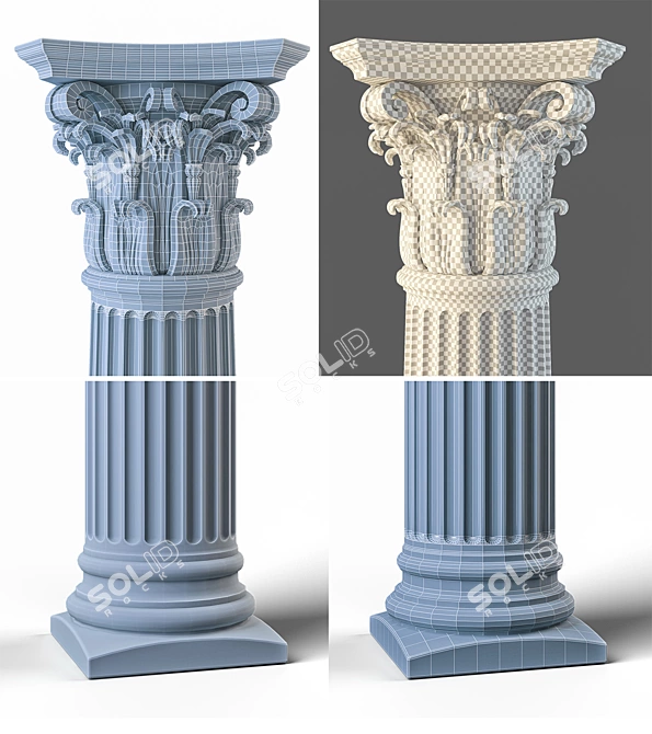 Corinthian Order Column: Elegant Artistic Design 3D model image 2