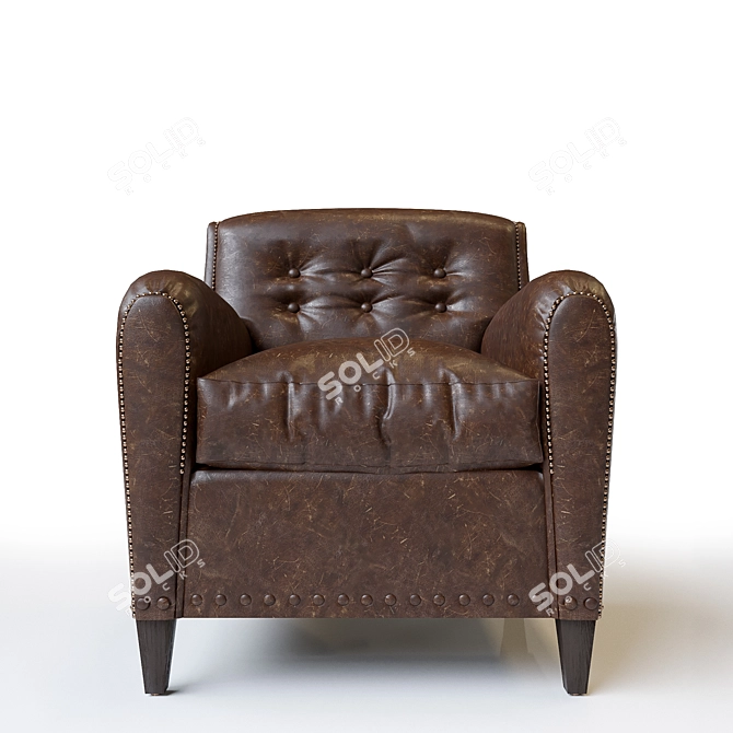 Title: Sleek Hyde Leather Club Chair 3D model image 2