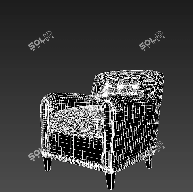 Title: Sleek Hyde Leather Club Chair 3D model image 3