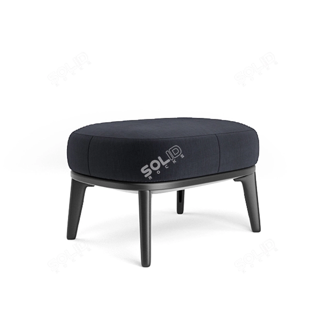 Minimalist Leslie Ottoman & Armless Chair Set 3D model image 3