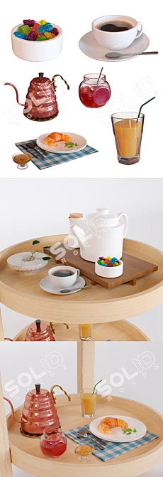 Breakfast Bar Cart: Stylish and Functional 3D model image 2