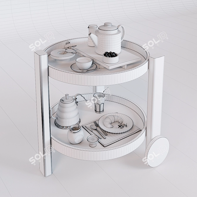 Breakfast Bar Cart: Stylish and Functional 3D model image 3